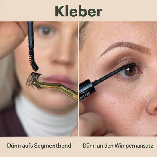 Glashes Wimpernkleber auftragen: Bond dünn auf das Segmentband und an den Naturwimpernansatz geben.
