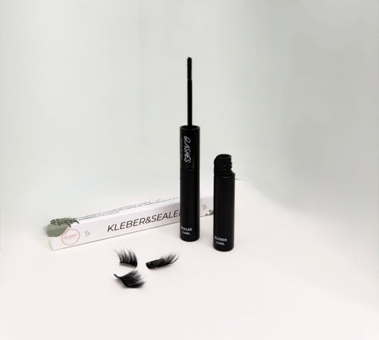 Glashes DIY Wimpernkleber schwarz und Sealer transparent — Set