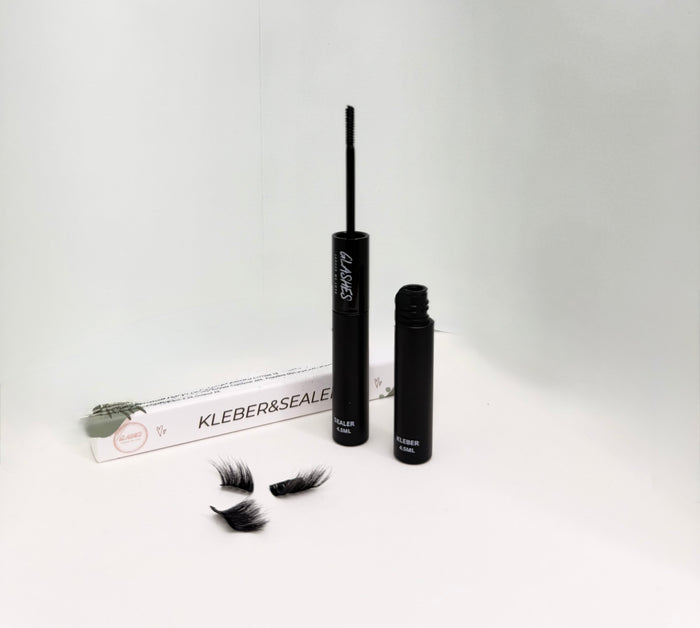 Glashes DIY Wimpernkleber schwarz und Sealer transparent — Set