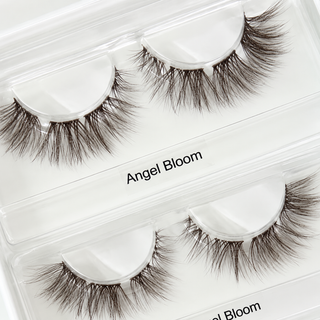 Angel Bloom Braun – Nahaufnahme der Wimpernsegmente in der geöffneten Box.