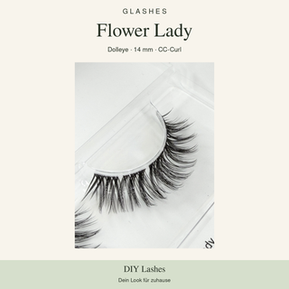 Glashes Flower Lady – Originalaufnahme der DIY-Wimpern im Tray, Dolleye, 14 mm, CC-Curl.