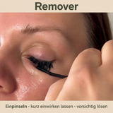 Glashes Remover Anwendung: DIY-Wimpern am geschlossenen Auge mit dem Bürstchen einpinseln und vorsichtig lösen.
