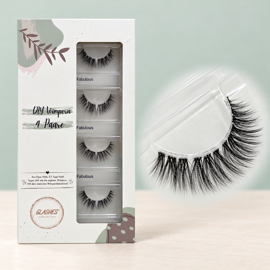 Soft Fabulous – 4er-Box und Wimpern-Makroaufnahme